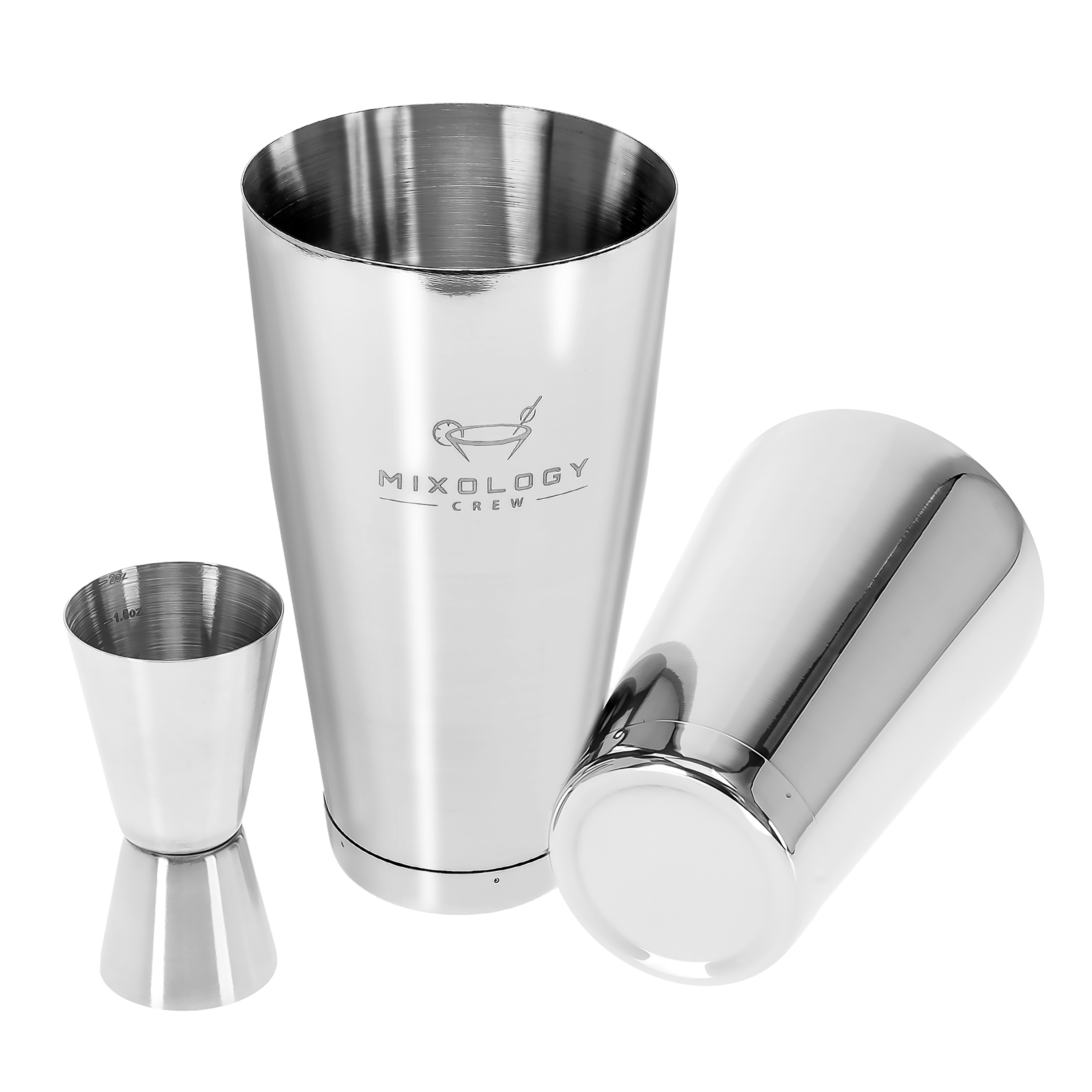 Boston Shaker: 7-Piece Stainless Steel Cocktail Set: Mixology Crew