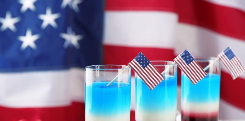red white and blue cocktails with us flags